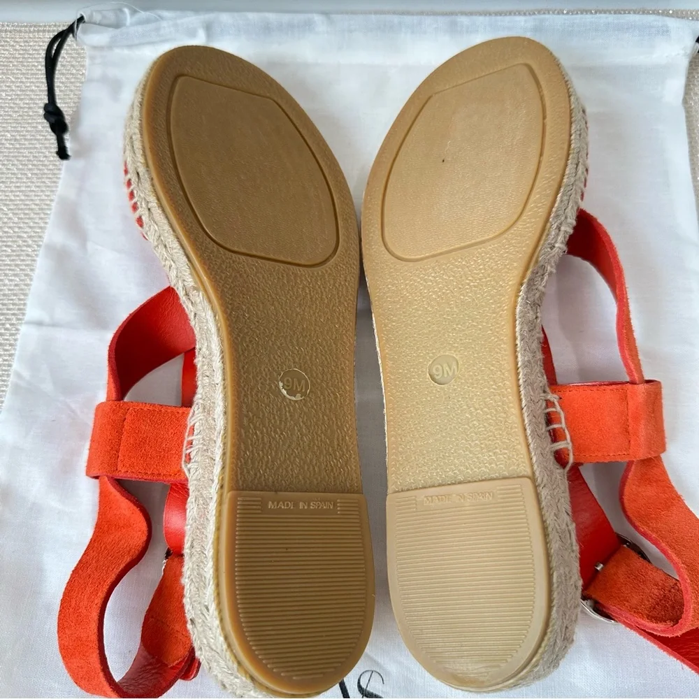 Via Spiga Gia Orange Suede Espadrille Sandals with Strappy Design Size 9